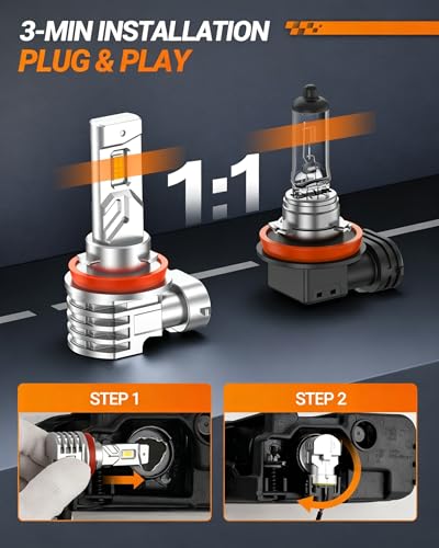 Image of SEALIGHT H11 LED Fog Light Bulb, 35000LM 6500K Cool White, H16 H8 LED Fog Lights Brighter Road Visibility in Fog & Rain, Copper Cooling System, Plug-N-Play, Pack of 2