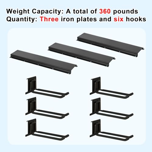 Garage Tool Organizer Wall Mount 48in- 6 Heavy Duty Hooks,360lbs Capacity, Garage Organization & Storage Rack for Broom, Rake & Snow Equipment - Tool Organizer & Men’s Gift Choice - Image 7