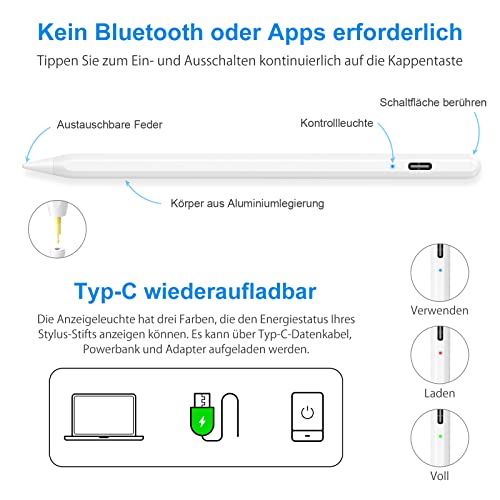 AMZCaSE Stylus Stift für iPad 2018-2023 – Kompatibel mit verschiedenen iPad-Modellen