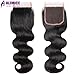 A ALIMICE Brazilian Body Wave Bundles With 4x4 Lace Closure with Body Wave 3 bundles Virgin Human Hair Bundles Natural Color (12 14 16 + 10 closure)…