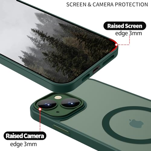 Phone Case for iPhone 15 Case Compatible with MagSafe, YUANDMI Case for iPhone 15 Magnetic Slim Thin Translucent Matte Back Shockproof Anti-Yellow Protective Cover Case Green by YUANDMI - Image 2
