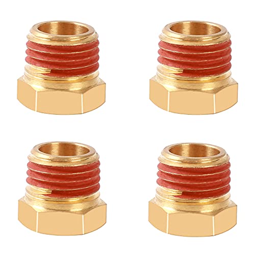 50% Off Discount UHARBOUR Brass Thread Adaptor Convert 1/8"NPT Female Thread to 1/4"NPT Male Thread, Pack of 4pcs, with Pre-Coated Sealant on Male Thread,