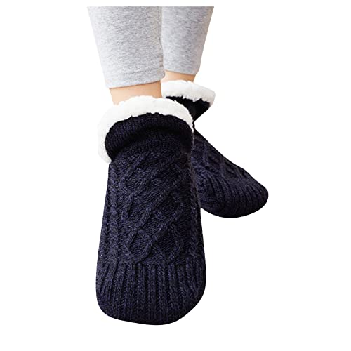 ALCRISP Chausson Chaussette Polaire Femme Épaisse Tricot Chaude Hiver Anti-dérapantes Pantoufle Thermiques Chauds Douillets Noel Cadeau Chaussettes de Sol rembourrées en Peluche Cover