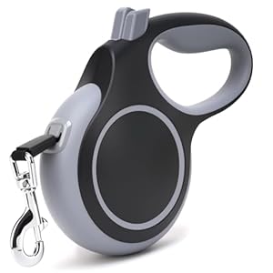 26Ft Retractable Dog Leash, Heavy Duty Great Leash for Dog up to 110 lbs, Anti-Slip Rubberized Handle, One-Handed Brake, Strong Nylon Tape, Tangle Free (Large, Black)