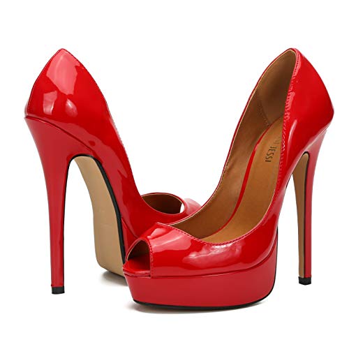 Unisex Men's Women's Flatform High Heels Peep Toe Stiletto Pumps Red Eu47 - Us 13 Women/11.5 Men #TOP2