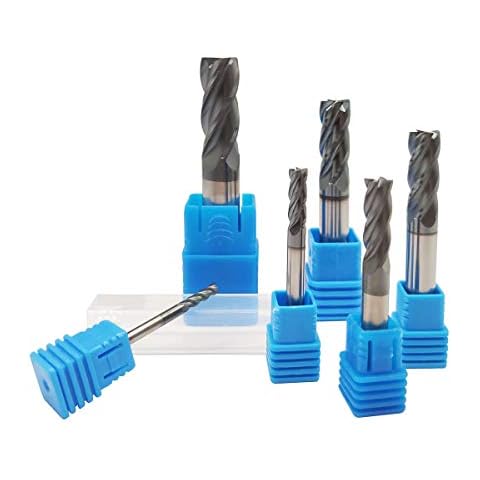 Home of quality tools 6pcs 1/2 inch 3/8 inch 5/16 inch 1/4 inch 3/16 inch 1/8 inch Carbide Square End Mill, HRC 45 Deg Single End 4 Flute AlTiN Coating Mill Bits (6pcs End Mill Set), Silver Cover