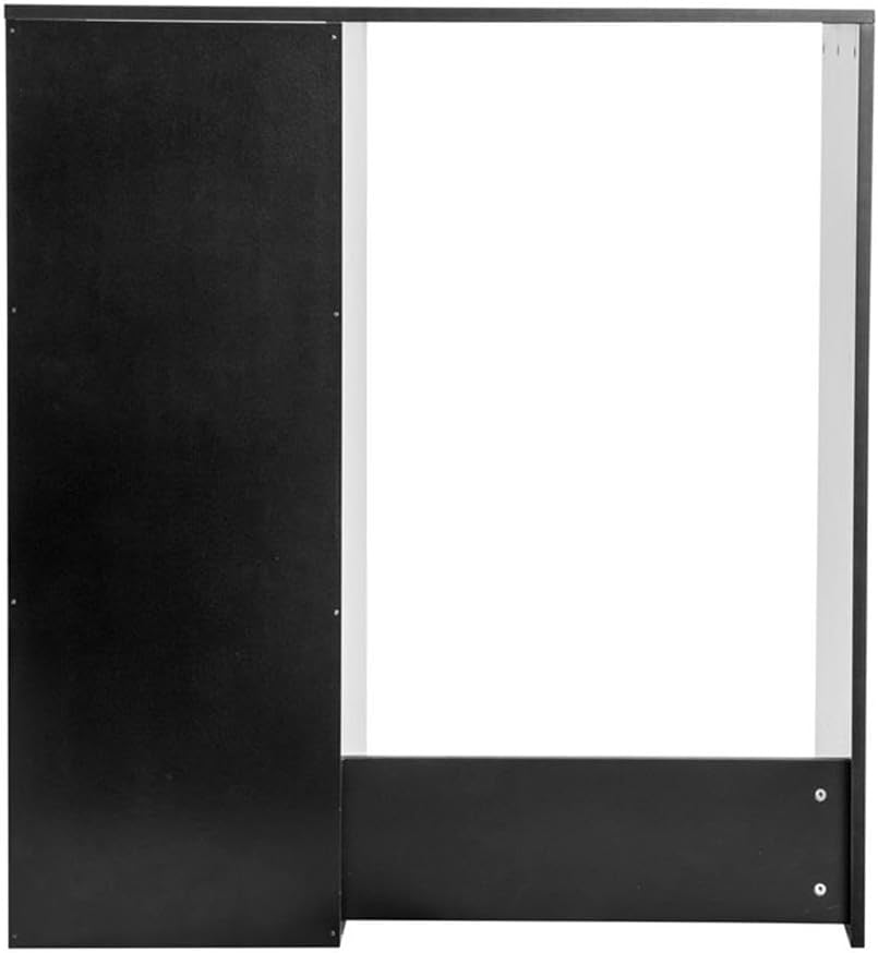 Pemberly Row Space-Saving Mini Fridge Organizer Shelf, Black Engineered Wood, 33.75" W x 22" D x 37.25" H, Double Cubby Storage, Stabilizing Cross Bar, Dorm Room or Home Office Vertical Storage Unit
