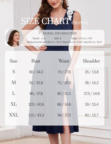 Image of Dressystar Sleeveless Cocktail Party Dress with Pocket 2025 Women V Neck Slit Tea Length Casual Dresses Work Wedding Guest