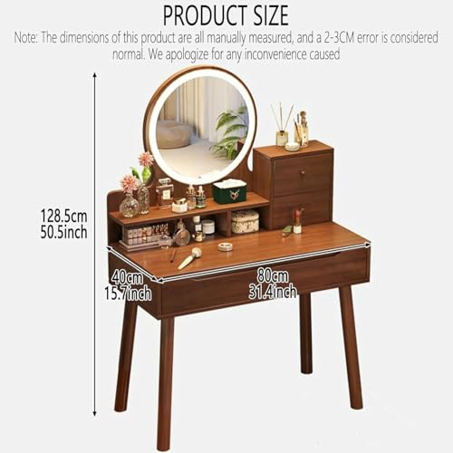 Coiffeuse maquillage LED miroir luminosité réglable table vanité 128cm - 3