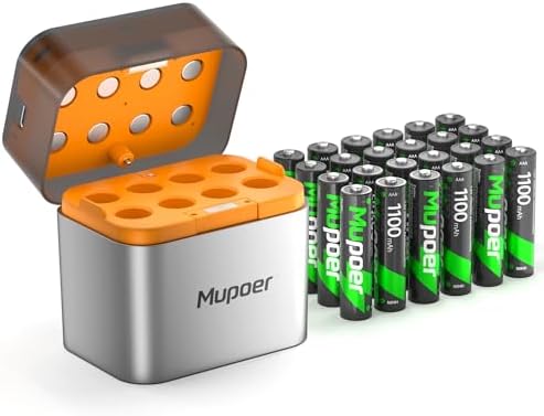 AAA Akkus Wiederaufladbar mit Ladegerät 24er-Pack,Aufladbare Batterien AAA NiMH 1.2V 1100mAh,Akku-Ladegerät AA/AAA,Akku für Gigaset Telefon,Spielzeug,Walkie Talkie,Kamerakku
