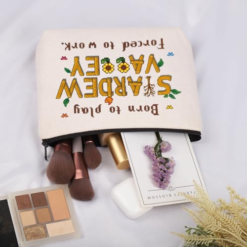 JNIAP Video Game Gifts Valley Game Inspired Cosmetic Bag Farming Country Adventure Gaming Gift (Born to Play Star-dew Bag)4