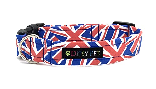 Union Jack British Dog Collar (S), Red