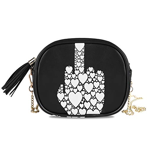 Preisvergleich Produktbild XiangHeFu Mittelfinger Symbol Herz Schwarz Weiß Handytasche Brieftasche Kartenhalter Große Kapazität Münzkoffer Geldbörse Mädchen