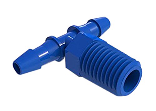 Eldon James T6-5NK Natural Kynar Threaded Miniature Tee, 3/8-18 NPT Thread to 5/16" Hose Barb (Pack of 10)