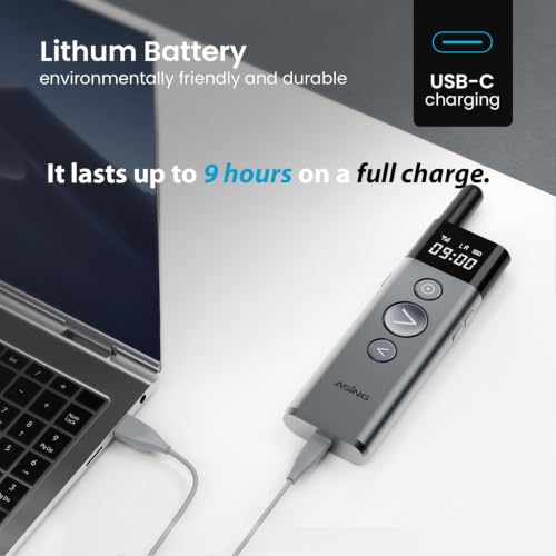 Image of ASING 980ft Long-Range Wireless Presentation Remote for PowerPoint | Spotlight, Magnifier,Advanced Digital Highlighting, Air Mouse,Universal wireless clicker, LED Screen, Slide Advancer, USB‑C