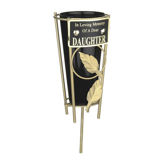 Direct Florist Supplies - In Loving Memory Memorial Metal Spike - Grave Pot Flower Vase Tribute Crematorium Loved One Relative Graveside (Daughter)