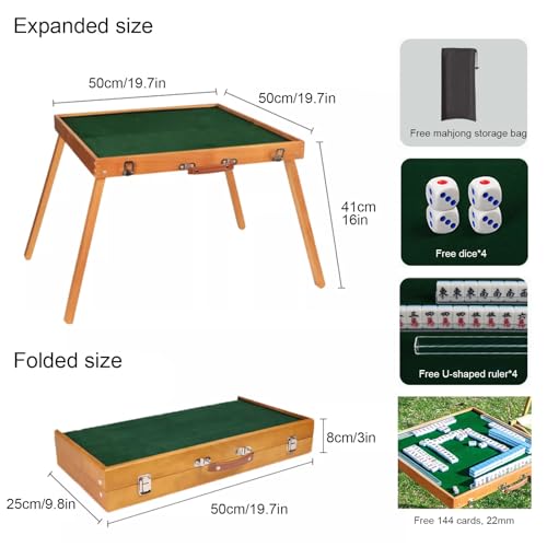 Mesa plegable de Mahjong con set de 144 fichas miniatura 2
