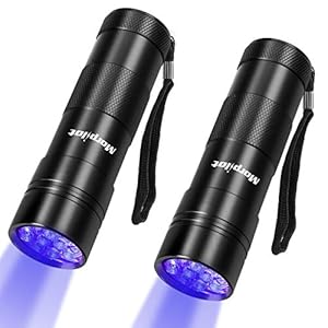 Morpilot Black Light Fashlite, 2 Pcs UV Handheld Blacklight Flashlights 12 Led 395nm Mini Light Torch Detector for Pets…