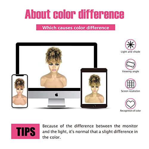 Allyreetress Afro Puff Drawstring Ponytail With 2 Replaceable Bangs Afro High Puff Bun With Spring Curl Bangs And Afro Puff Bangs Clip In Hairpieces Pineapple Updo Ponytail With Bangs (T1B /27) #TOP7