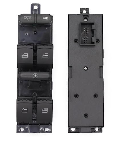 MCamooer Fensterheberschalter für Golf 4 Leon 1 Toledo 1J4 959 857D Fensterheber Schalter kompatibel mit Jetta Bora Passat B5 1J4959857D Vorne Links (10 Pins)