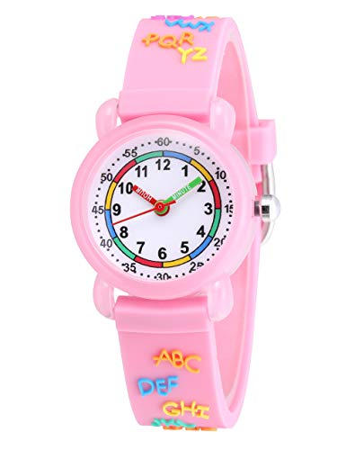 Image of Jewtme Cute Toddler Children Kids Watches Ages 3-8 Analog Time Teacher 3D Silicone Band Cartoon Watch for Little Girls Boys