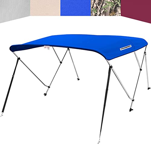 KING BIRD 3-4 Bow Bimini Boat Top Cover Sun Shade Boat Canopy Waterproof 1 Inch Stainless Aluminum Frame 46" Height with Rear Support Poles and Storage Boot 6 Colors -11 Sizes Royal Blue 3 B