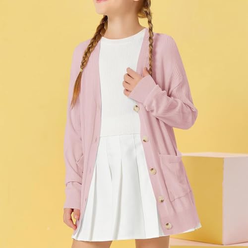Girls' Spring and Autumn Cardigan, Soft Knit, Button Pocket, Versatile Outerwear4