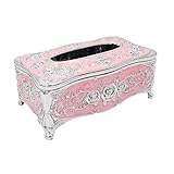 Tissue Box Holder Rectangular for Car Kitchen Table Bedroom Bar Napkin Box Cover Silver Pink