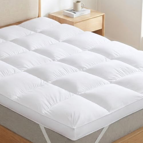 LeWinBedding 3 Inch Goose Feather Mattress Topper Queen Size, Thick Featherbed with Adjustable...