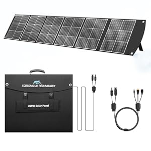 Ecosonique 300W Portable Solar Panel for Most Power Stations, Foldable & Lightweight Solar Suitcase with Kickstands, 40V MC4 & Multi-Output for Solar Generators, RVs, Camping, and Outdoor Use