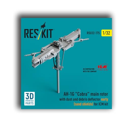 RSU32-0175 1/32 AH-1G Cobra Main Rotor with dust and Debris Deflector (Sand Shields) Early Version for ICM kit (3D Printed) Res-kit