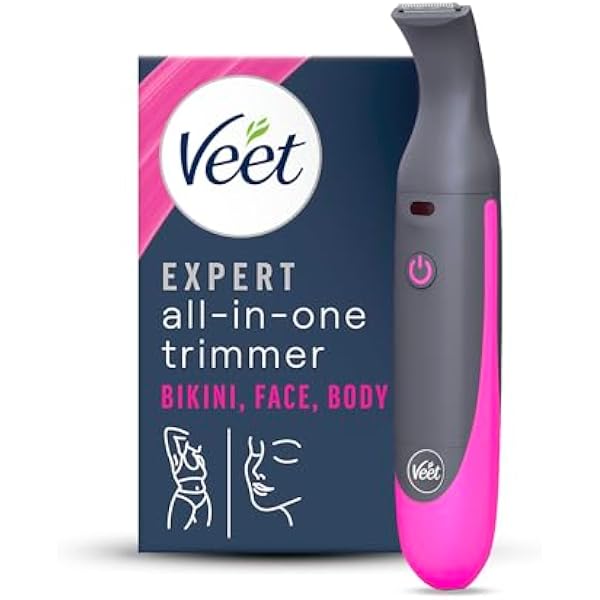 Veet Expert Elektryczny trymer typu wszystko w jednym, damskie urządzenie do usuwania włosów, bikini, do twarzy i brwi, wielokrotnego użytku, ładowanie USB i akcesoria, w 100% wodoodporny