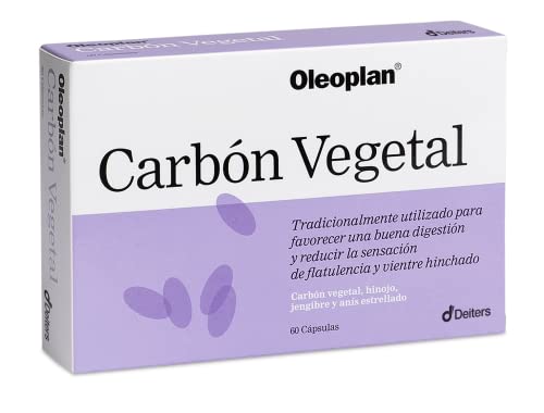 Deiters - Oleoplan Carbón Vegetal, Complemento Alimenticio, Cápsulas Para Flatulencias, Vientre Plano Quemagrasas, Para Evacuación Gases, 60 Perlas Carbón Vegetal