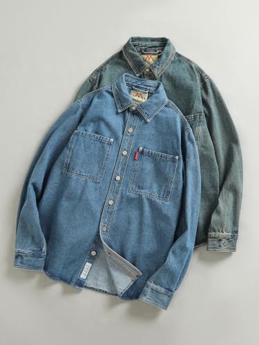 Chaqueta de mezclilla pesada para hombre estilo vintage con botones y ajuste holgado casual 2