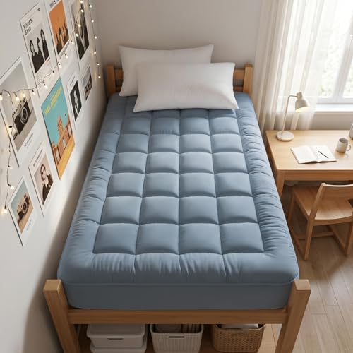 EASELAND Twin XL Mattress Pad Pillow Top Mattress Cover Quilted Fitted Mattress Protector Extra Long 8-21" Deep Pocket Cooling Mattress Topper (39x80 Inches, Dusty Blue)