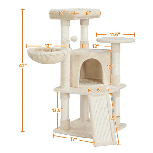 Casa para gatos multi-niveles beige 17x17x42 pulg miniatura 3