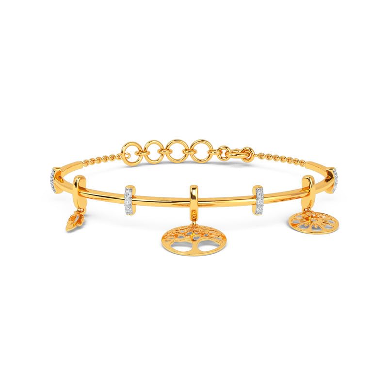 Image of KISNA 14KT BIS Hallmark Pure Yellow Gold & SI Real Diamond Bangle For Women