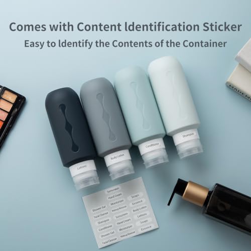 Image of Gemice Travel Bottles for Toiletries, Tsa Approved Travel 6oz Size Containers with Clear Bag, BPA Free Leak Proof Travel Tubs Refillable Liquid Travel Accessories for Cometic Shampoo Lotion