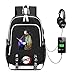 EDMKO Laptop Rucksack Herren Damen 15.6 Zoll Arbeit Business Rucksack Demon Slayer Tomioka Giyuu Druck Schule Tasche Wasserdicht Reiseeucksack mit USB Ladeanschluss
