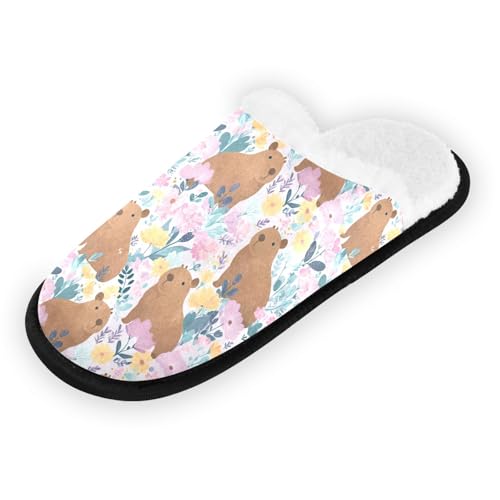Flower Purple Capibara Slippers For Women Men Soft Memory Foam Non-Slip Animal Winter Indoor House Shoes Travel Slipper2