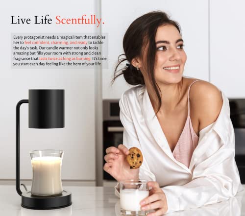 Cozyberry Querencia Candle Warmer, Compatible With Yankee Candle Large Jar, Metal, Candle Lamp, 110-120V, Dimmable Candle Melter, Candle Warmer Lamp, Small & Large Size Jar Candles (Black), 12 Inch #TOP2