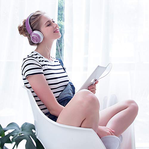 Image of AILIHEN Kids Headphones for School with Mic Wired, 3.5mm Jack, Purple