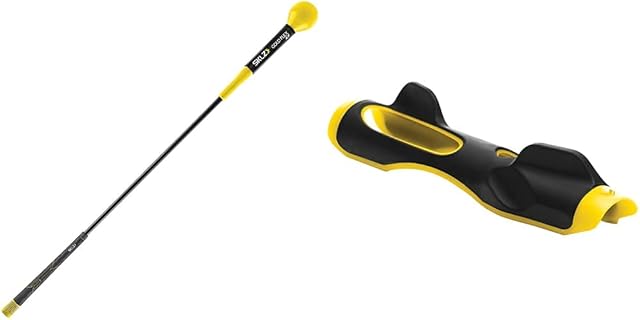 SKLZ Gold Flex, Golf Swing Trainer, Golf Accessories, Golf Training Aids, Flexible Fiberglass, Yellow/Black, Ladies/Junior, 40'' / 102cm & Unisex Golf Grip Trainer Black, Black, One Size UK