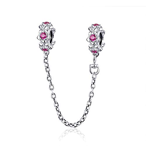 Chaîne de sécurité en argent sterling avec fleur pour bracelet à breloques féminin