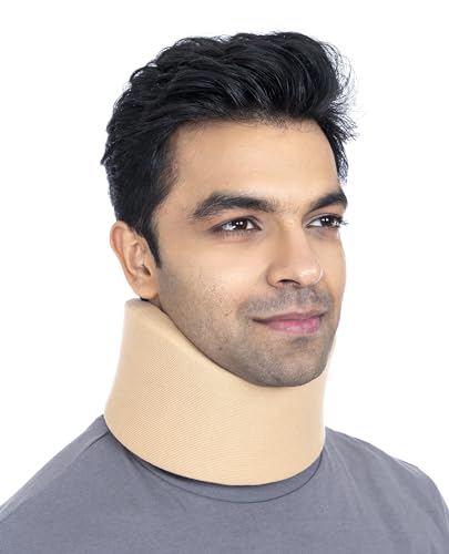 Image of FOVERA Cervical Collar Firm, Neck Support for Cervical Spine Immobilization & Pain Relief, Adjustable Neck Brace for Neck Pain & Spine Pressure Relief (Size - S, 1 Unit)
