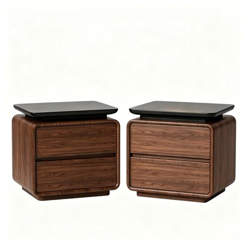 Genérico Mesitas de Noche Pack 2 Madera, Mesillas Blancas de Dormitorio, Mesita de Noche Moderna para Dormitorios Salones,Walnut,19.6'