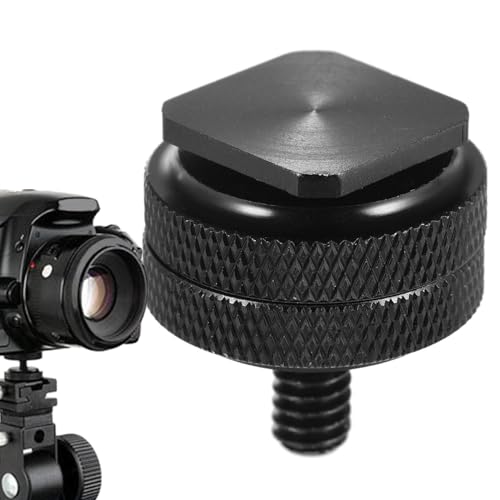 GkgWuxf Adaptador de montaje flash de zapata caliente – Convertidor de tornillo de doble tuerca a trípode de 1/4 pulgadas, mango de zapata de metal para cámara de acción