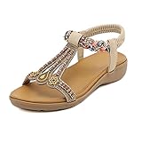 [XQHOUSE] ビジュー サンダル レディース フラット ビーチサンダル ローヒール ボヘミアン ストラップ 夏 旅行 リゾート