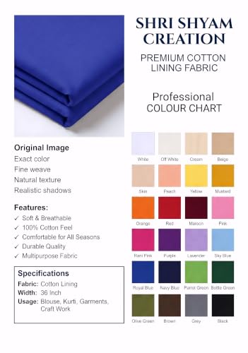 Image of Unstitched Cotton Astar /Lining /Cloth /Kapda Running into Meters for Suit,Sherwani,Kurti,Blouse /Choli,lehanga & Dress Materials(Available in 2,4,6 Meters Variation) (Royal Blue, 4 Meter)