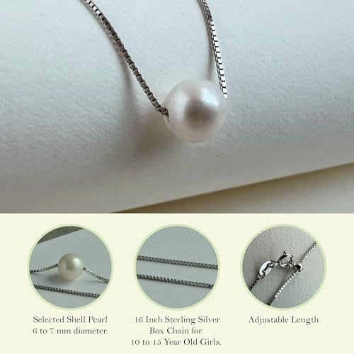 Birthday, Confirmation Gifts for Girls Sterling Silver Single Pearl Necklace Adjustable Length - Beautiful, Hypoallergenic Jewelry, Birthday Gift for Woman and Girls, Simple Pearl Necklace as gift for Her4
